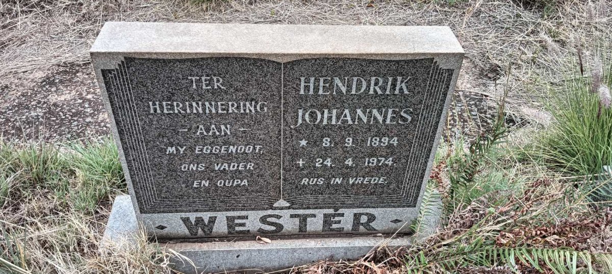 WESTER Hendrik Johannes 1894-1974