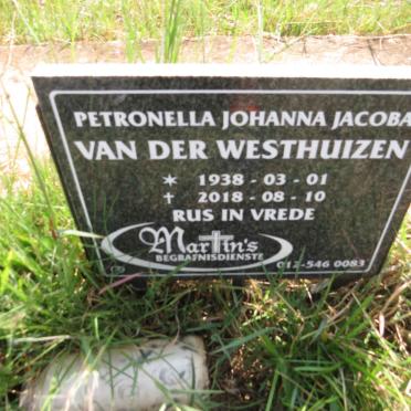 WESTHUIZEN Petronella Johanna Jacoba, van der 1938-2018