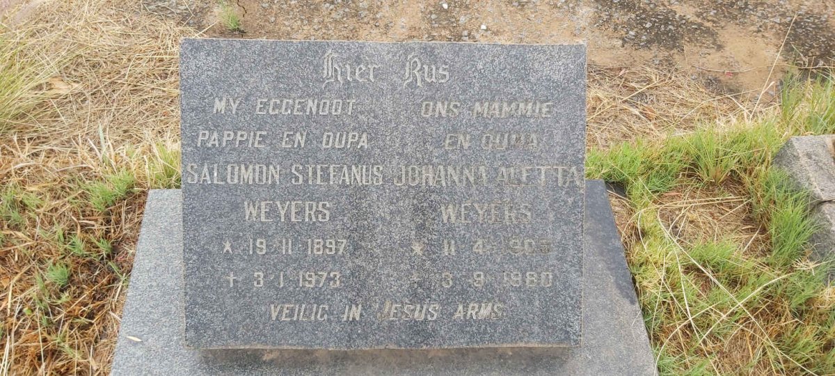 WEYERS Salomon Stefanus 1897-1973 & Johanna Aletta 1905-1980
