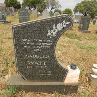 WATT Isabella nee PUTTER 1936-2000