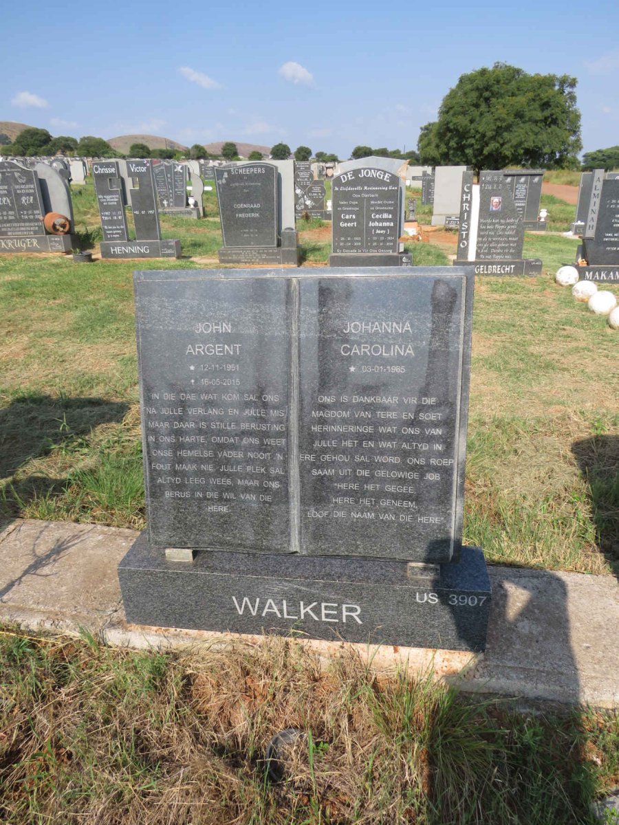 WALKER John Argent 1951-2015 & Johanna Carolina 1965-