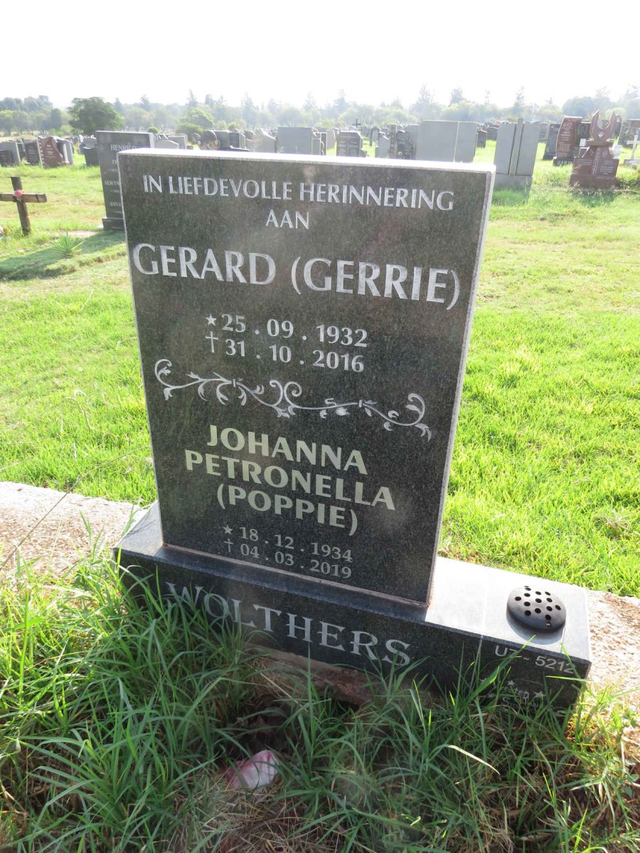 WOLTHERS Gerard 1932-2016 & Johanna Petronella 1934-2019