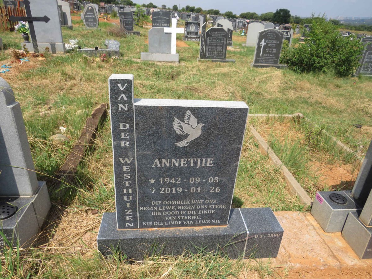 WESTHUIZEN Annetjie, van der 1942-2019