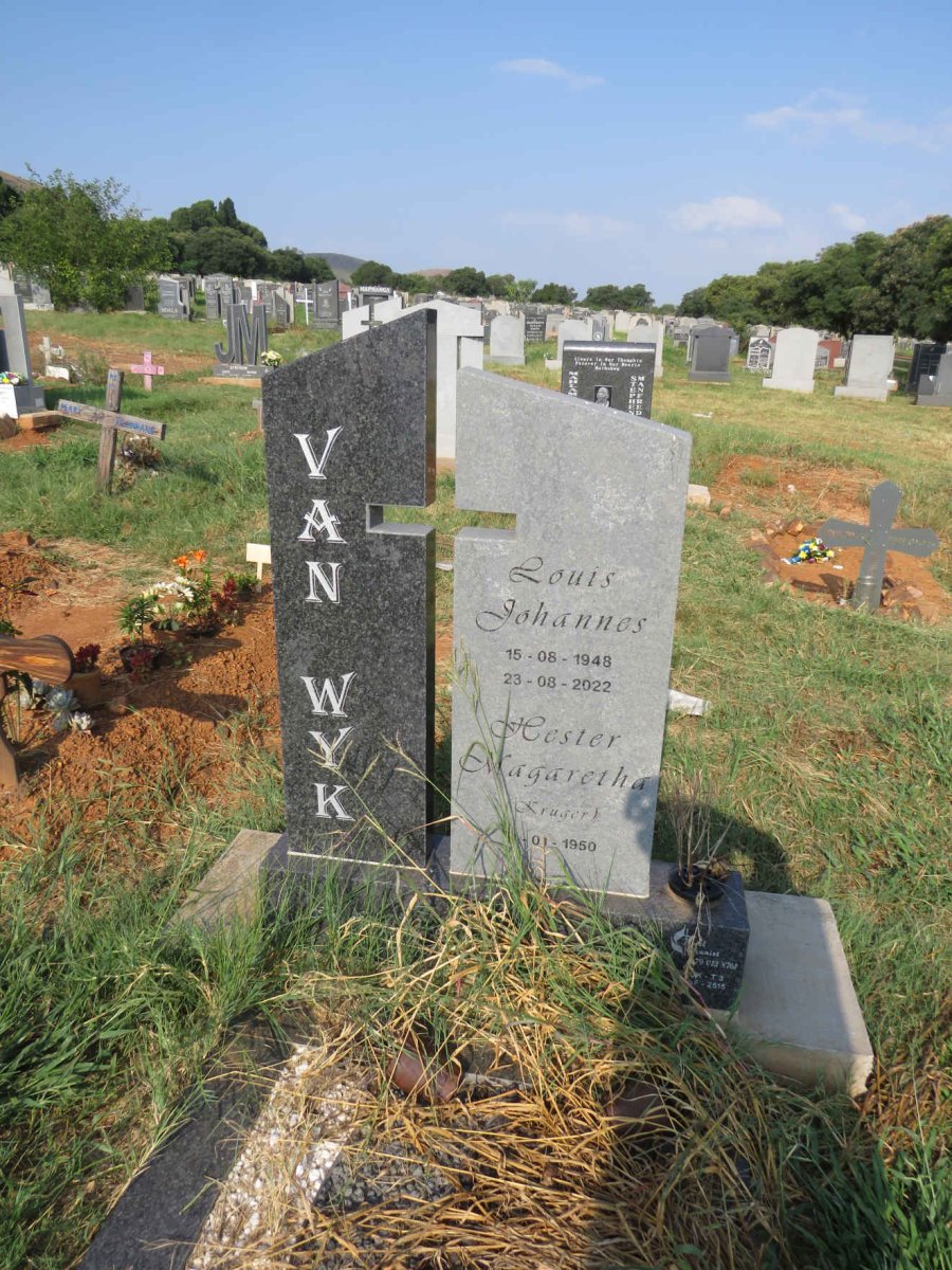 WYK Louis Johannes, van 1948-2022 & Hester Magaretha KRUGER 1950-