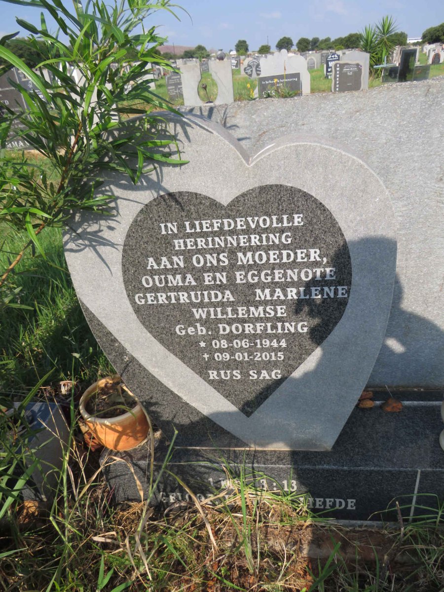 WILLEMSE Gertruida Marlene nee DORFLING 1944-2015