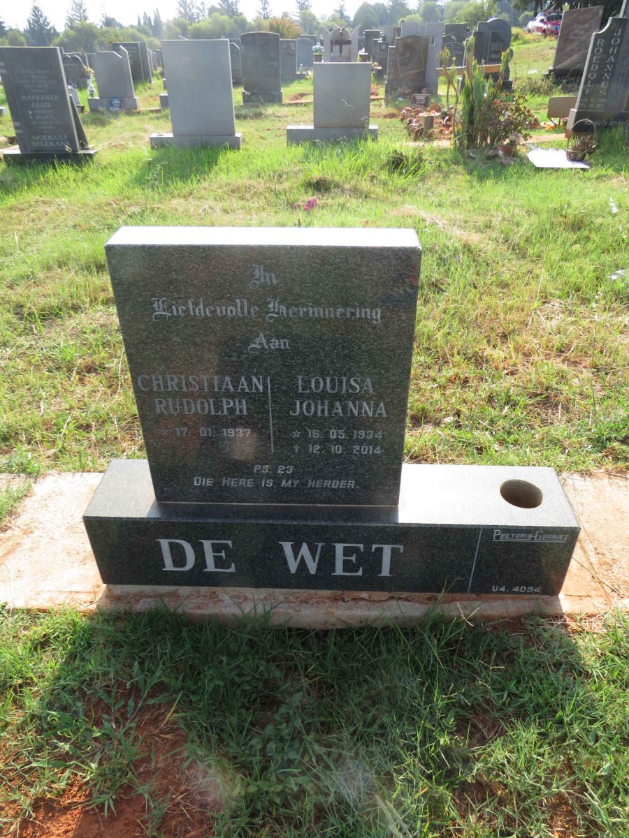 WET Christiaan Rudolph, de 1937- & Louisa Johanna 1934-2014