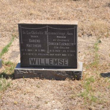 WILLEMSE Barend Mattheus 1928-1982 &amp; Doreen Elizabeth COLLINS 1929-1964