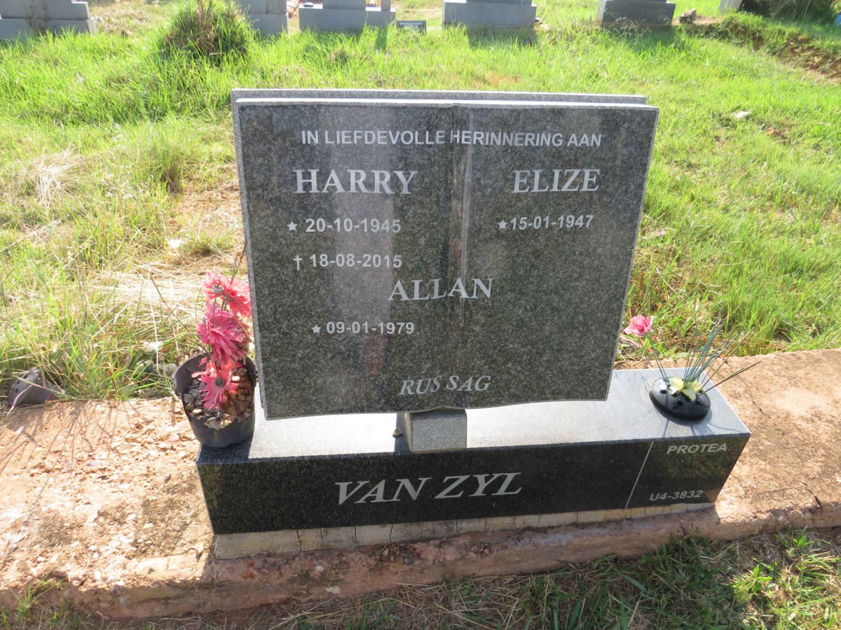 ZYL Harry, van 1945-2015 & Elize 1947- :: VAN ZYL Allen 1979-