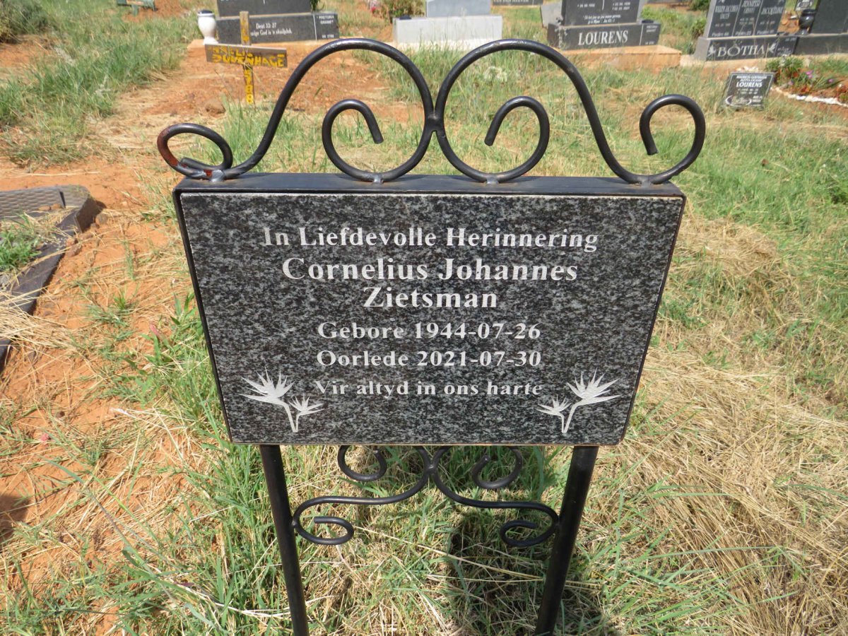 ZIETSMAN Cornelius Johannes 1944-2021
