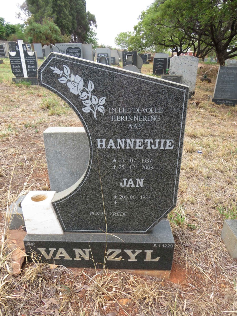 ZYL Jan, van -1937 & Hannetjie 1937-2003