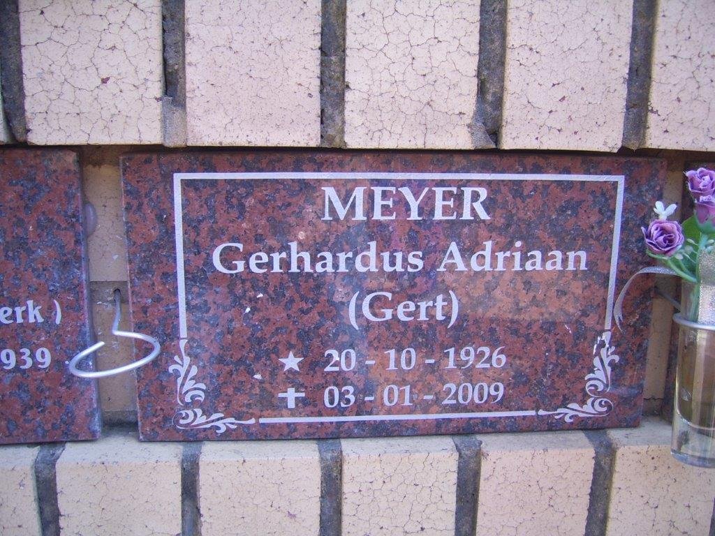 MEYER Gerhardus Adriaan 1926-2009
