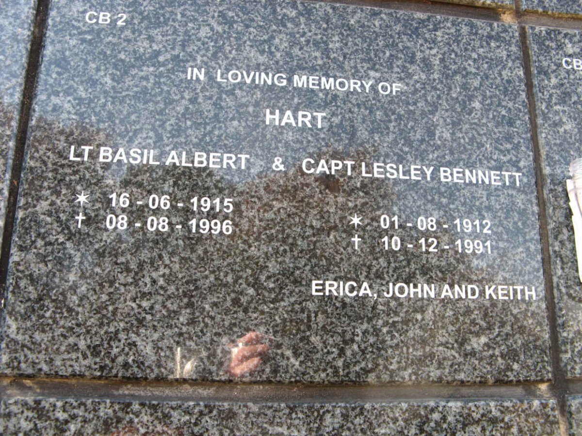 HART Basil Albert 1915-1996 &amp; Lesley Bennett 1912-1991
