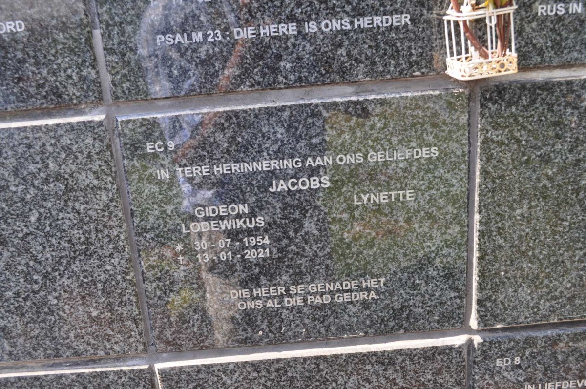 JACOBS Gideon Lodewikus 1954-2021 &amp; Lynette