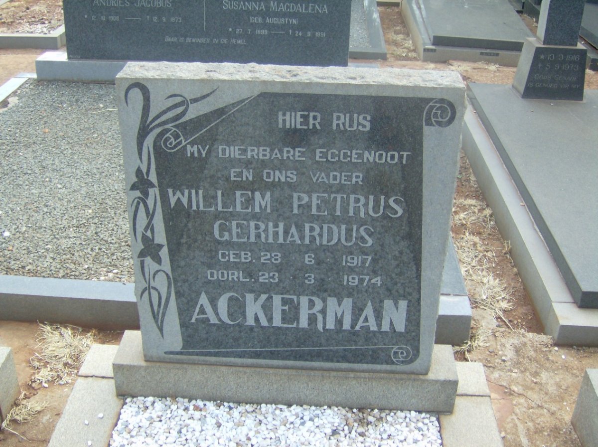ACKERMAN Willem Petrus Gerhardus 1917-1974