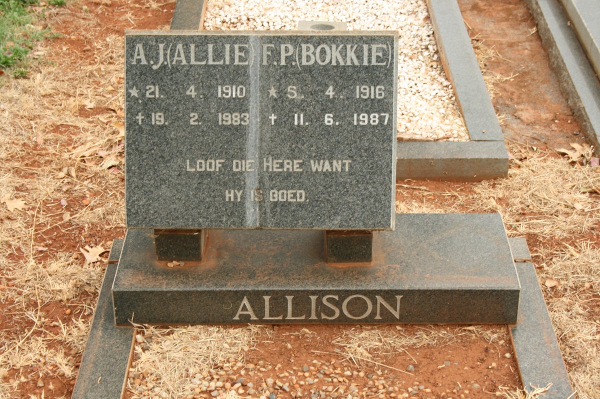 ALLISON A.J. 1910-1983 &amp; F.P. 1916-1987