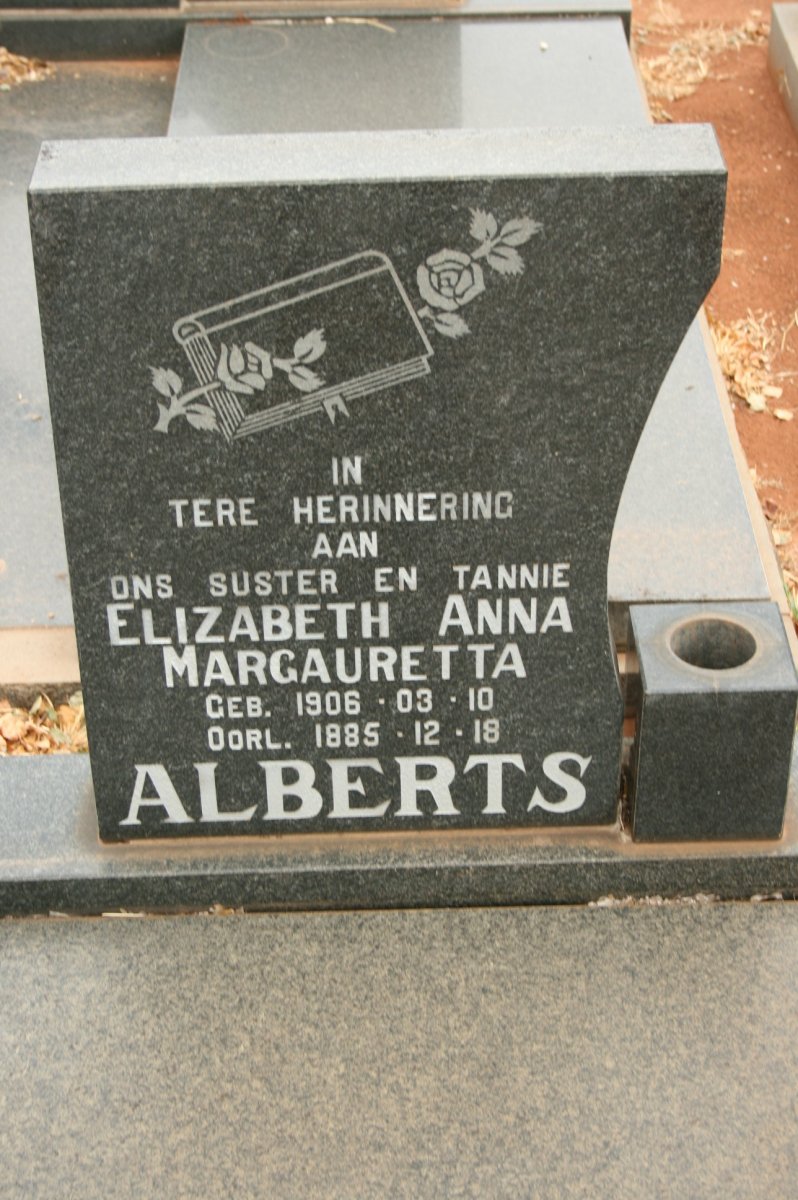 ALBERTS Elizabeth Anna Margauretta 1906-1985