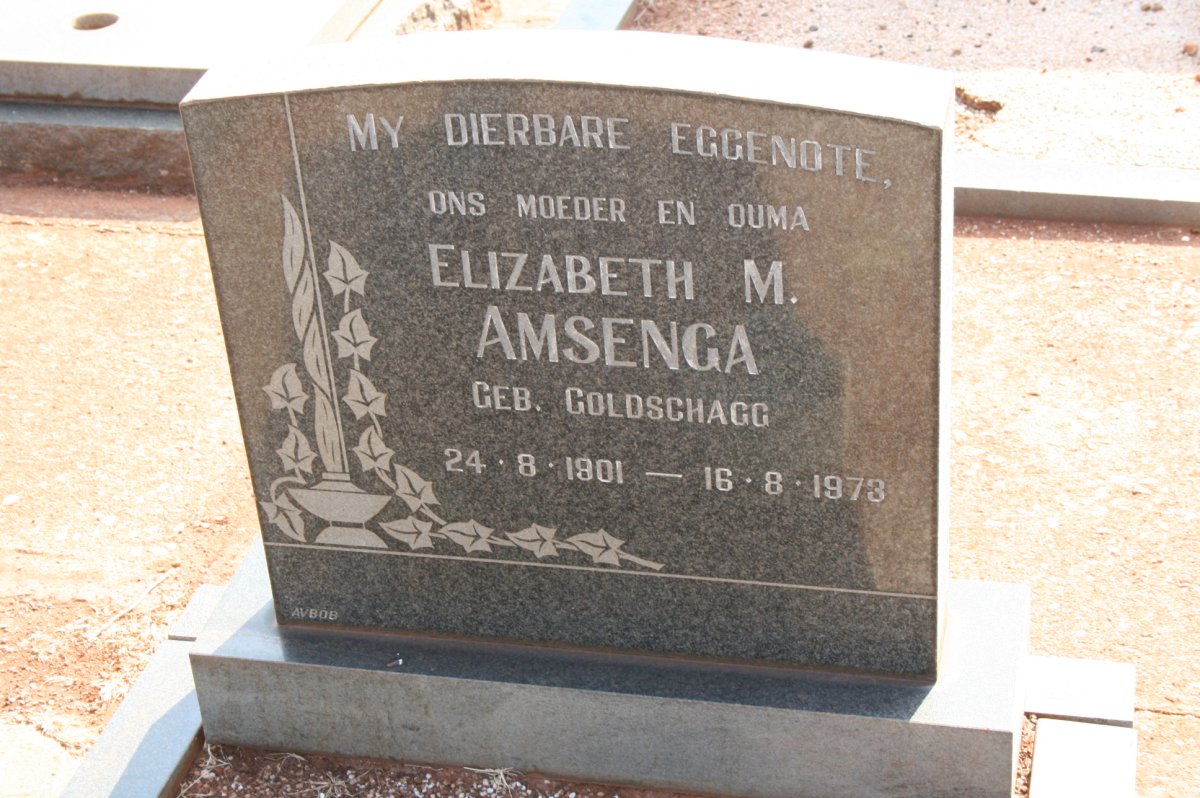 AMSENGA Elizabeth M. nee GOLDSCHAGG 190-1973