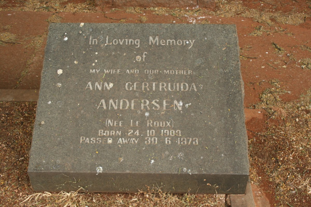 ANDERSEN Ann Gertruida nee LE ROUX 1909-1973