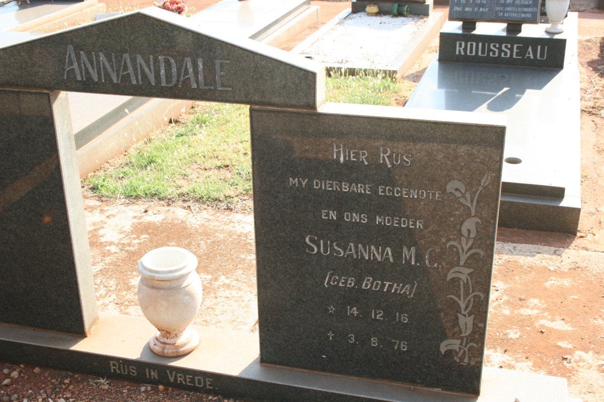 ANNANDALE Susanna M.C. nee BOTHA 1916-1976