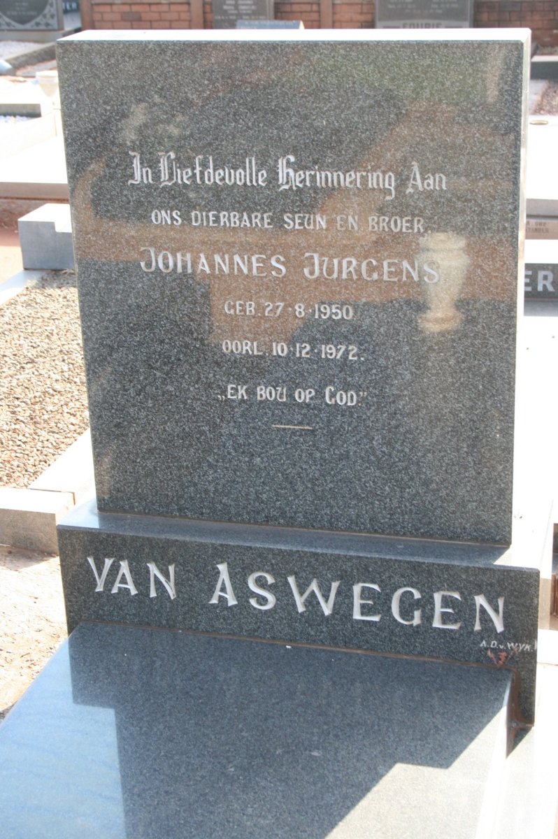 ASWEGEN Johannes Jurgens, van 1950-1972
