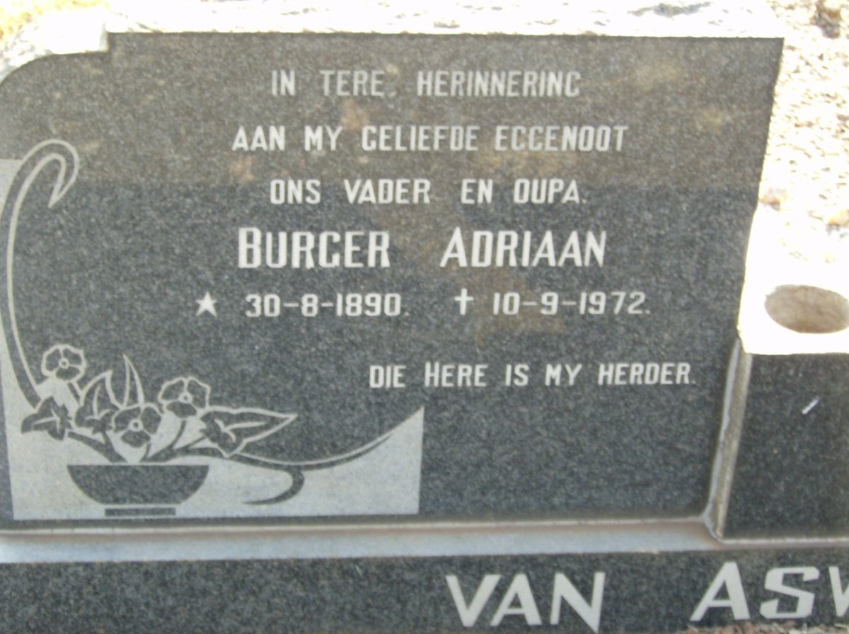 ASWEGEN Burger Adriaan, van 1890-1972