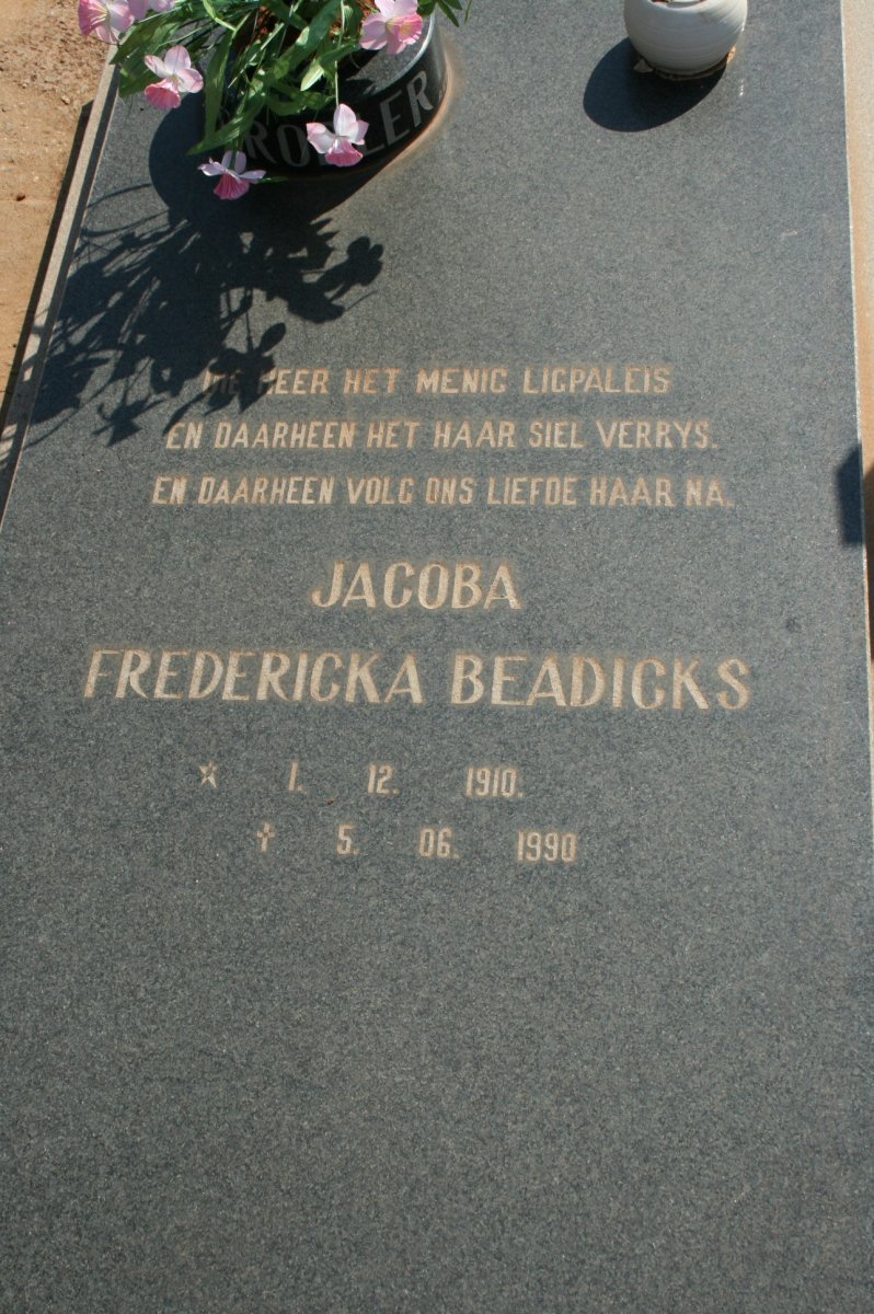 BEADICKS Jacoba Fredericka 1910-1990