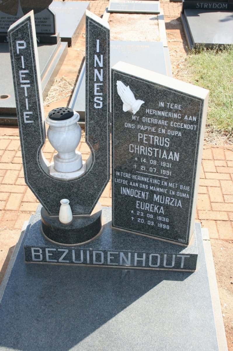 BEZUIDENHOUT Petrus Christiaan 1931-1991 &amp; Innocent Murzia Eureka 1936-1998