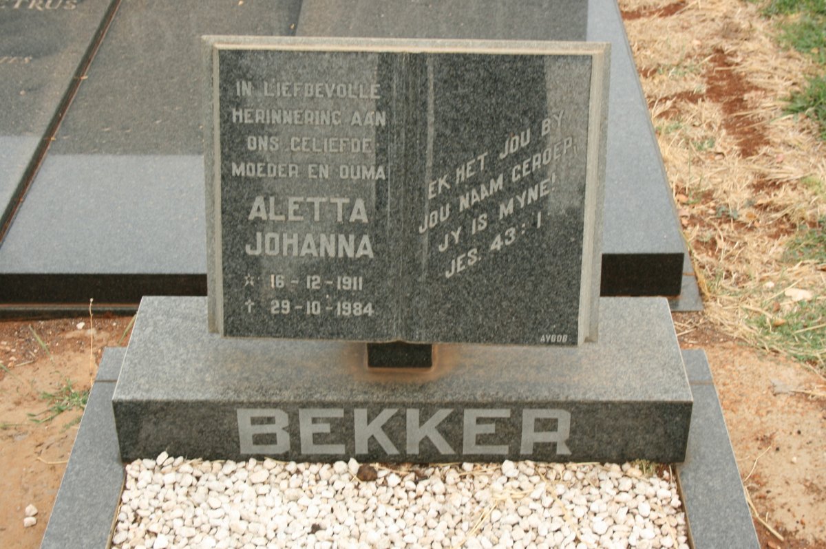 BEKKER Aletta Johanna 1911-1984