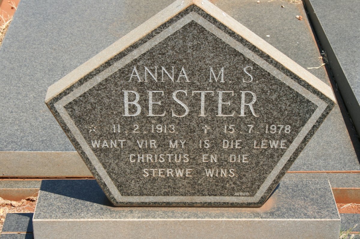 BESTER Anna M.S. 1913-1978