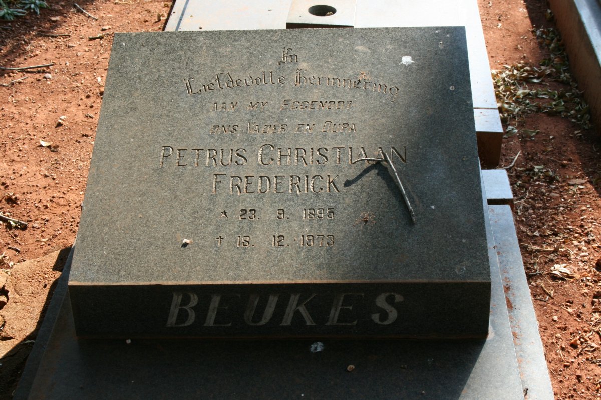 BEUKES Petrus Christiaan Frederick 1896-1973