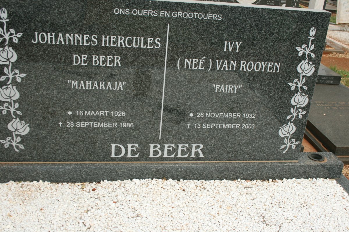 BEER Johannes Hercules, de 1926-1986 &amp; Ivy VAN ROOYEN 1932-2003
