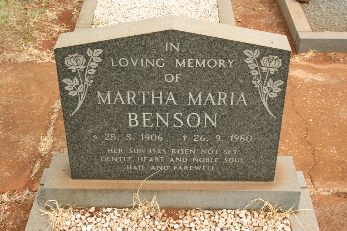 BENSON Martha Maria 1906-1980