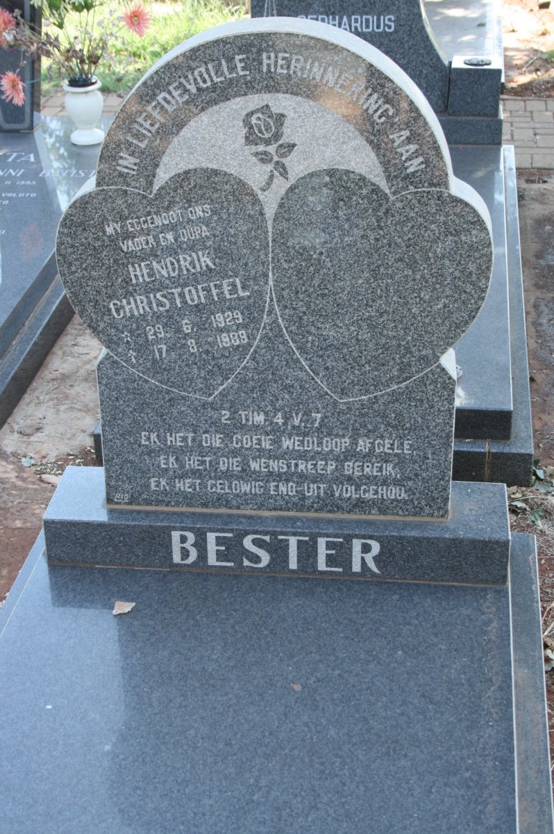 BESTER Hendrik Christoffel 1929-1989
