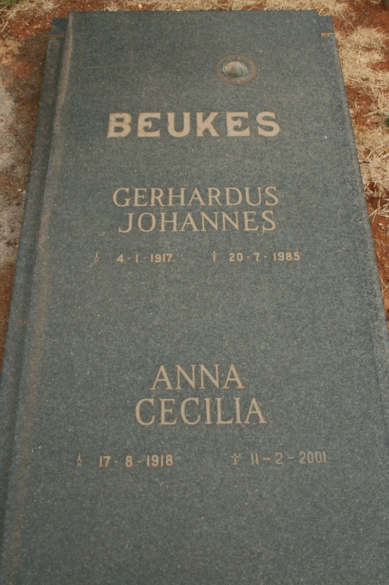 BEUKES Gerhardus Johannes 1917-1985 &amp; Anna Cecilia 1918-2001