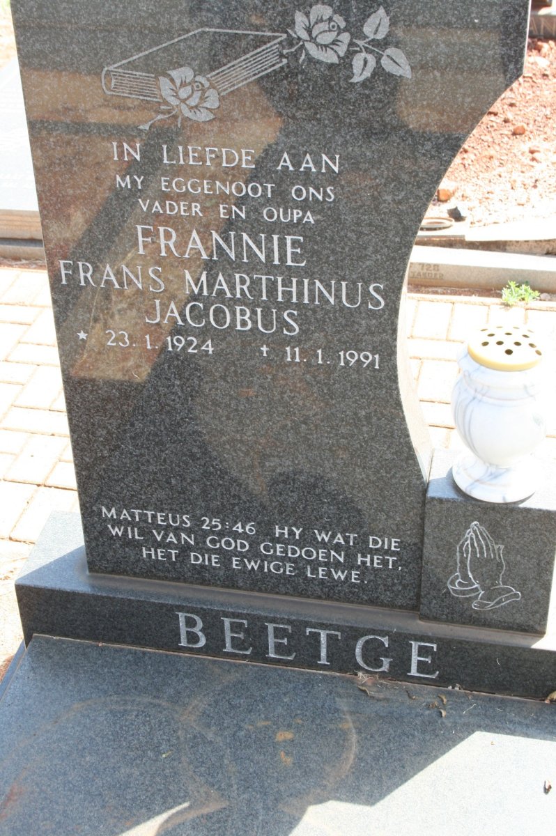 BEETGE Frans Marthinus Jacobus 1924-1991