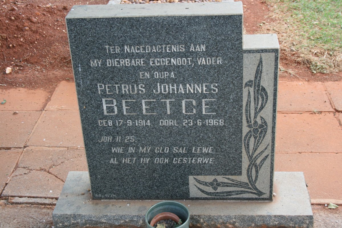 BEETGE Petrus Johannes 1914-1968