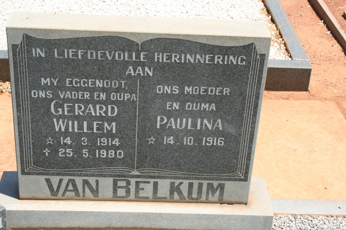 BELKUM Gerard Willem, van 1914-1980 &amp; Paulina 1916-