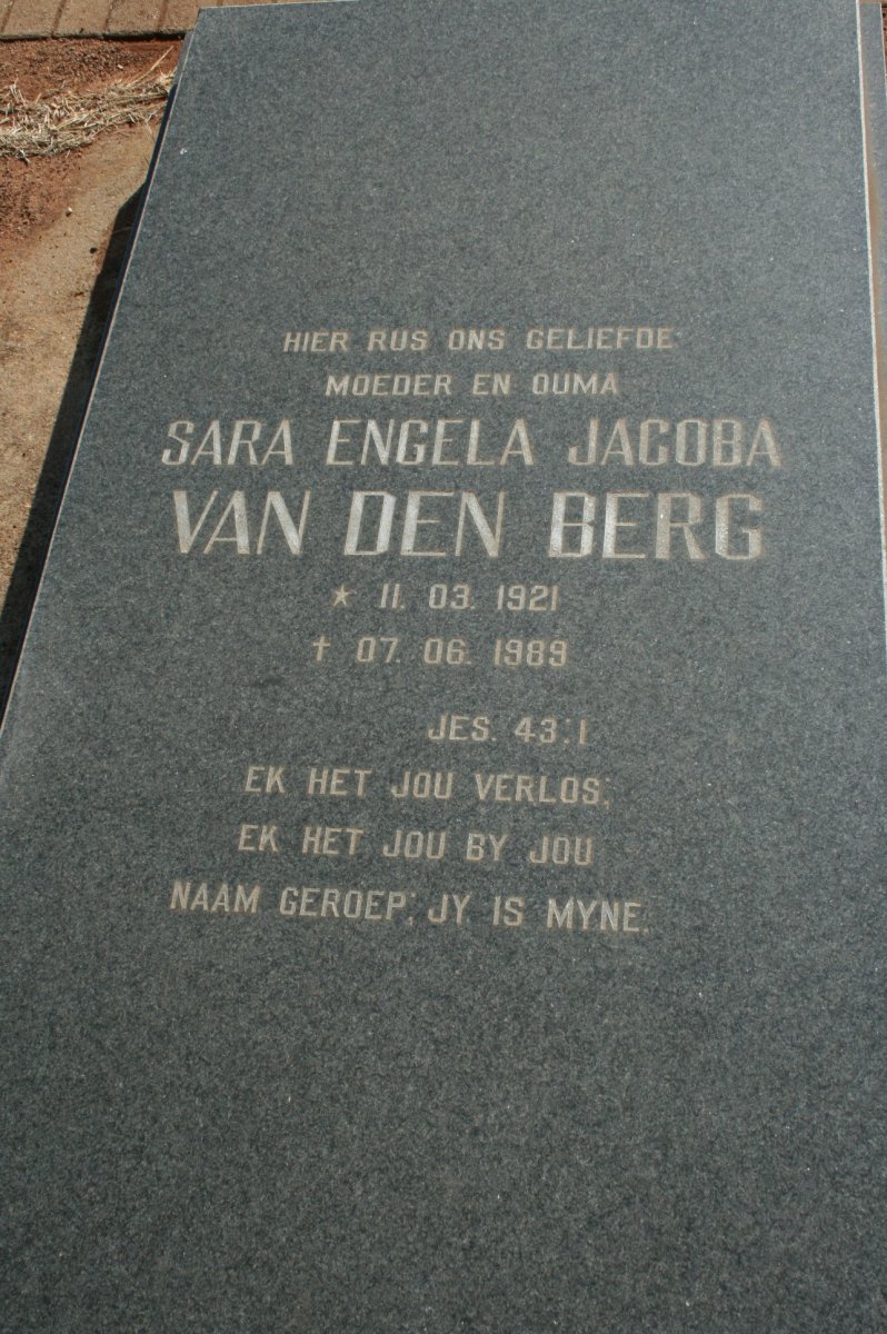 BERG Sara Engela Jacoba, van den 1921-1989