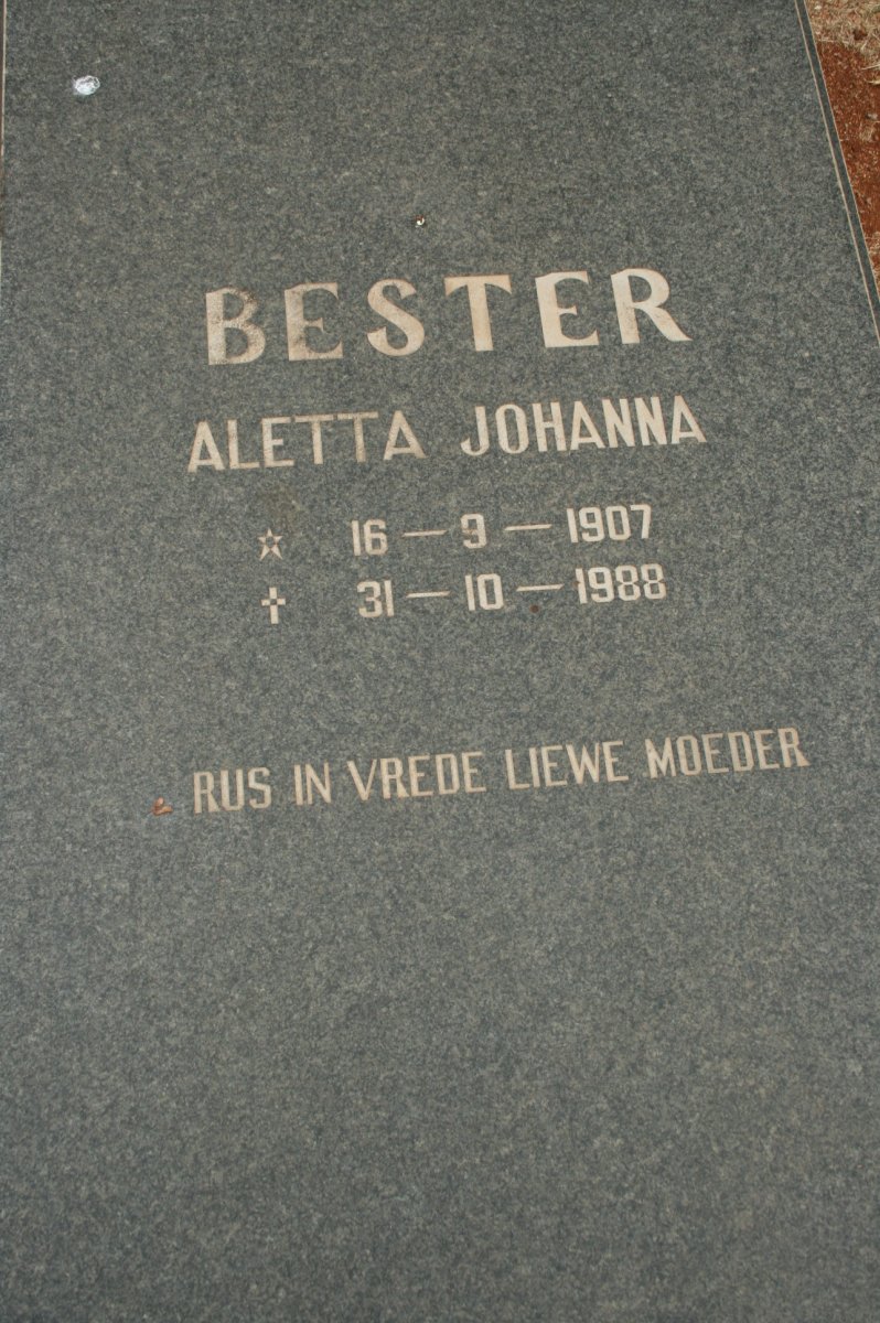 BESTER Aletta Johanna 1907-1988