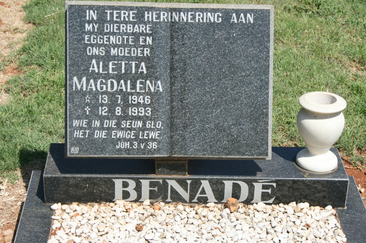 BENADÉ Aletta Magdalena 1946-1993