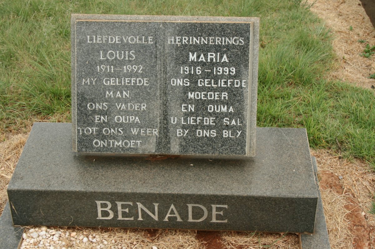 BENADE Louis 1911-1992 &amp; Maria 1916-1999