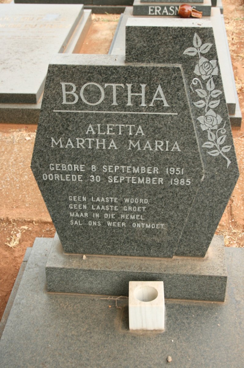 BOTHA Aletta Martha Maria 1951-1985