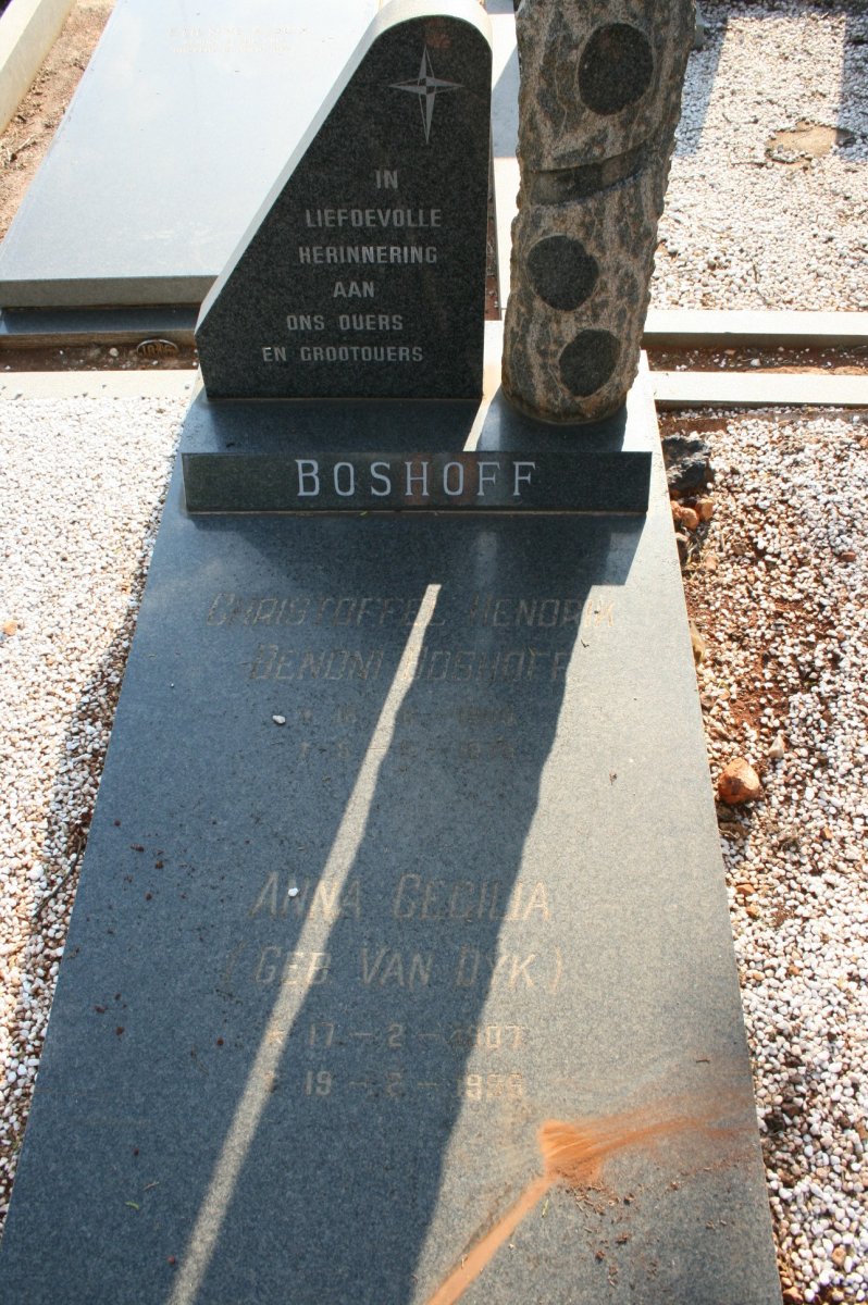 BOSHOFF Christoffel Hendrik Benoni 1900-1975 &amp; Anna Cecilia VAN DYK 1907-1996