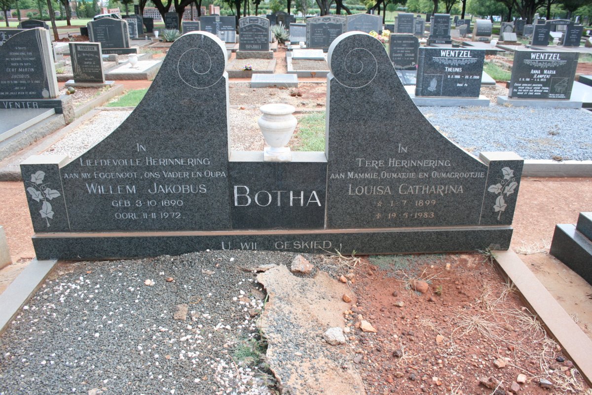 BOTHA Willem Jacobus 1890-1972 &amp; Louisa Catharina 1899-1983