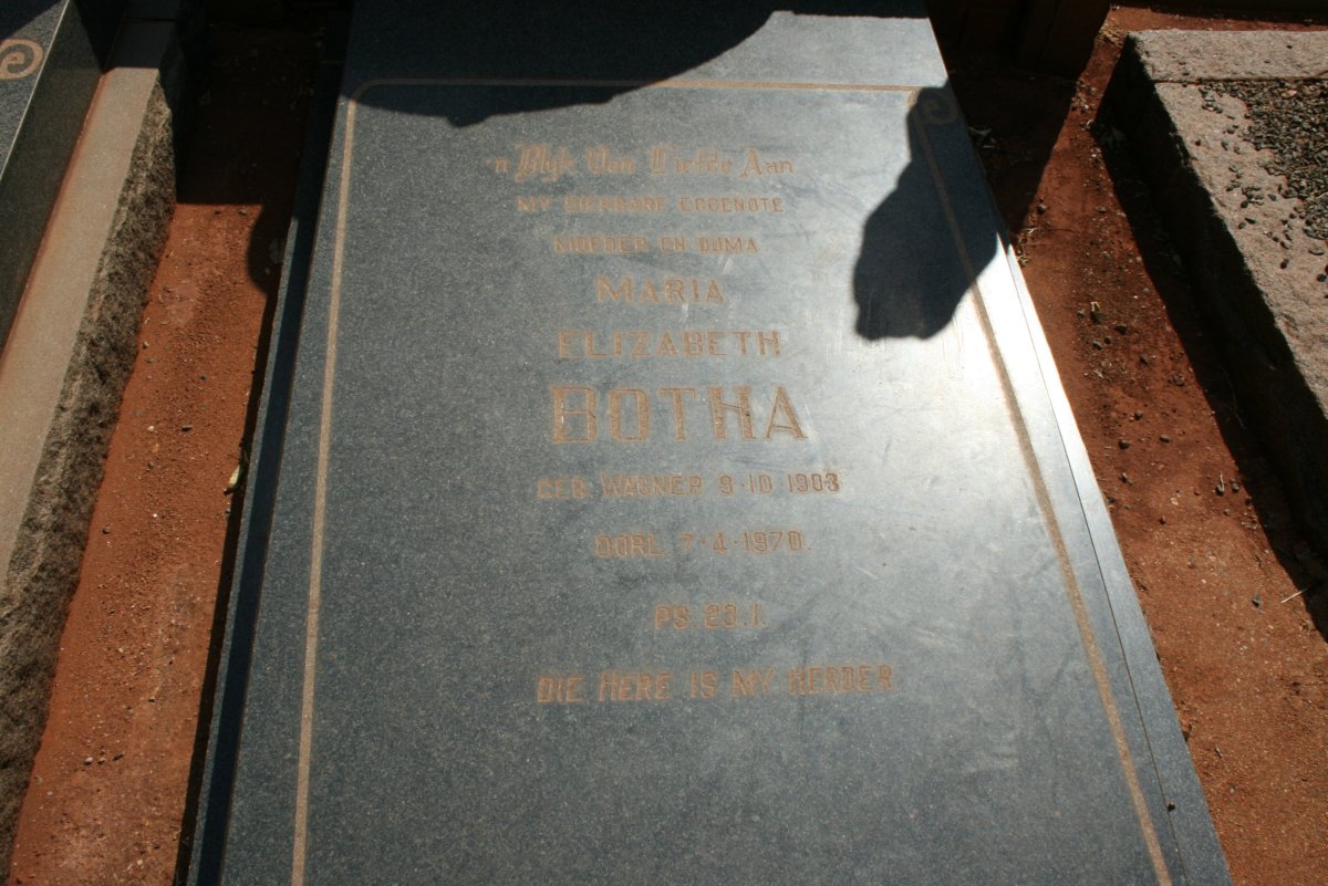 BOTHA Maria Elizabeth nee WARNER 1906-1978
