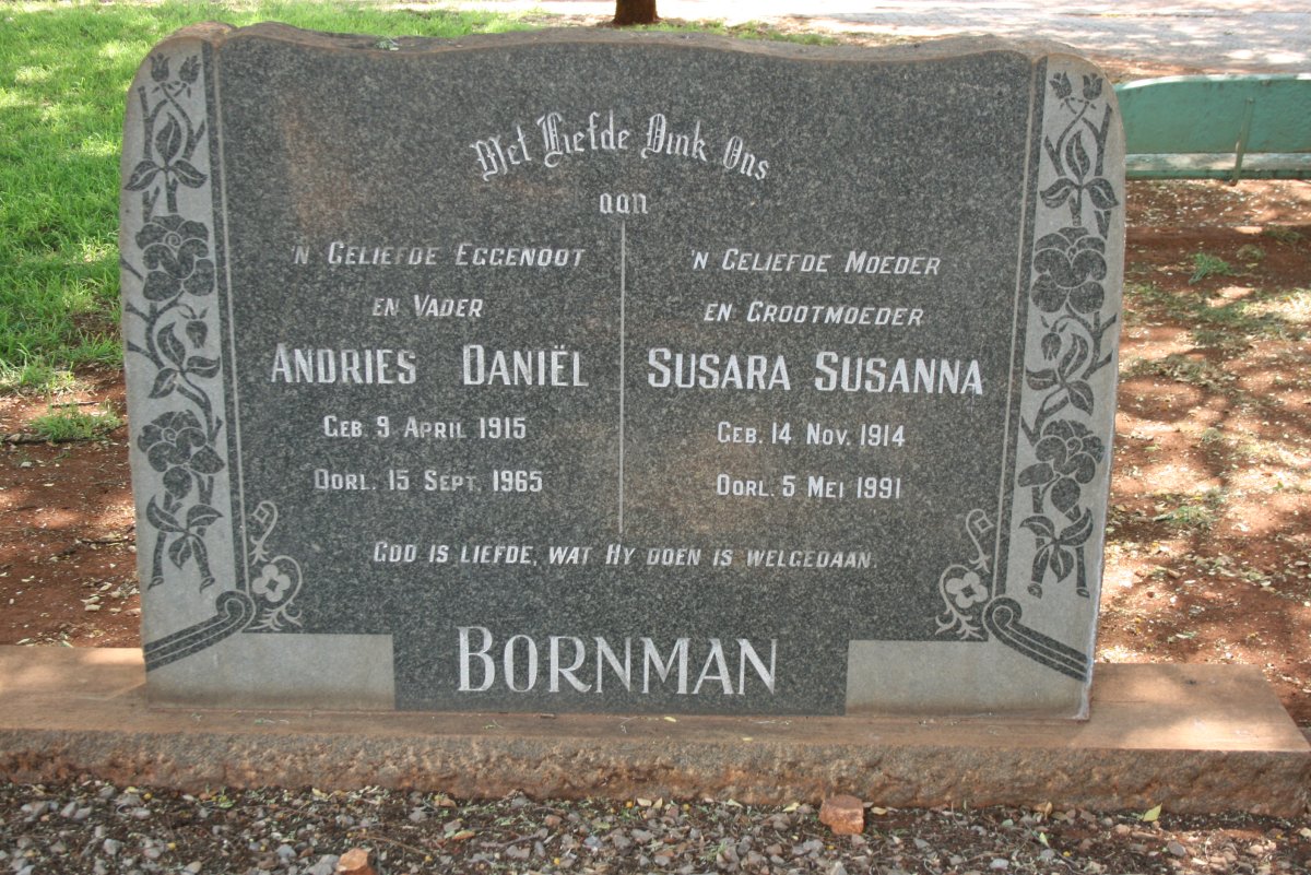 BORNMAN Andries Daniel &amp; Susara Susanna 1914-1991