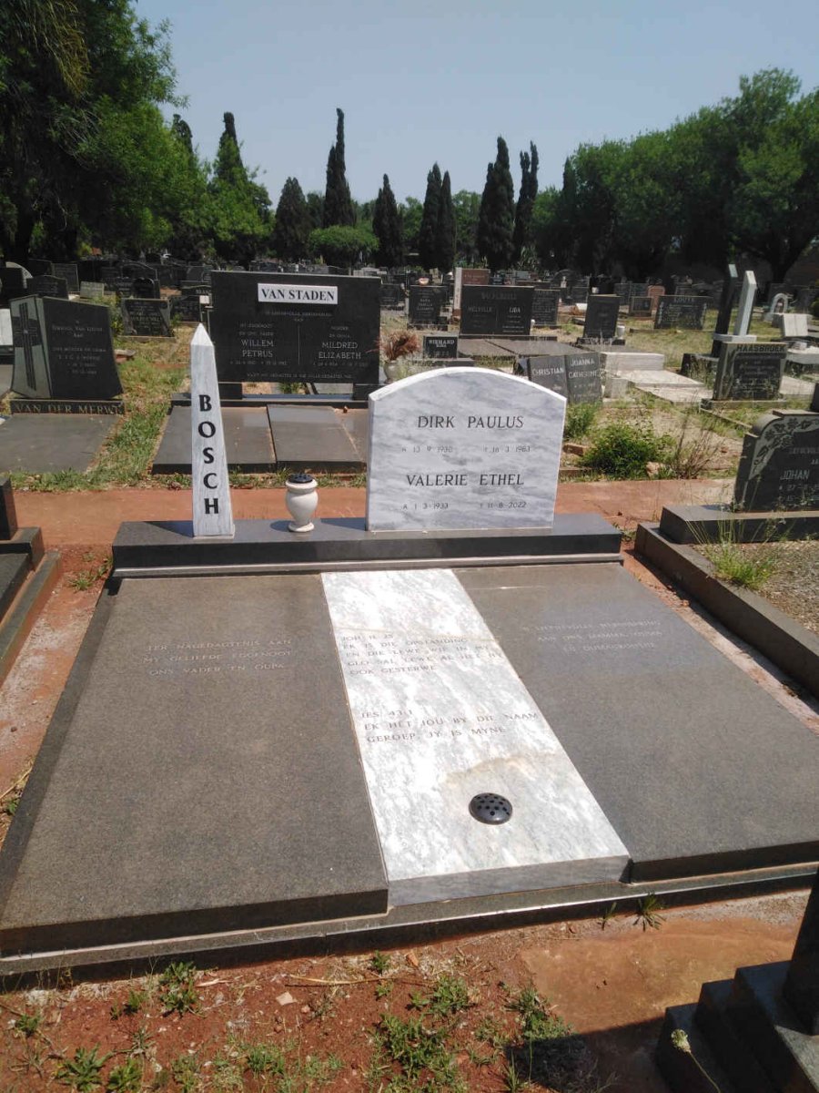 BOSCH Dirk Paulus 1930-1983 &amp; Valerie Ethel 1933-2022
