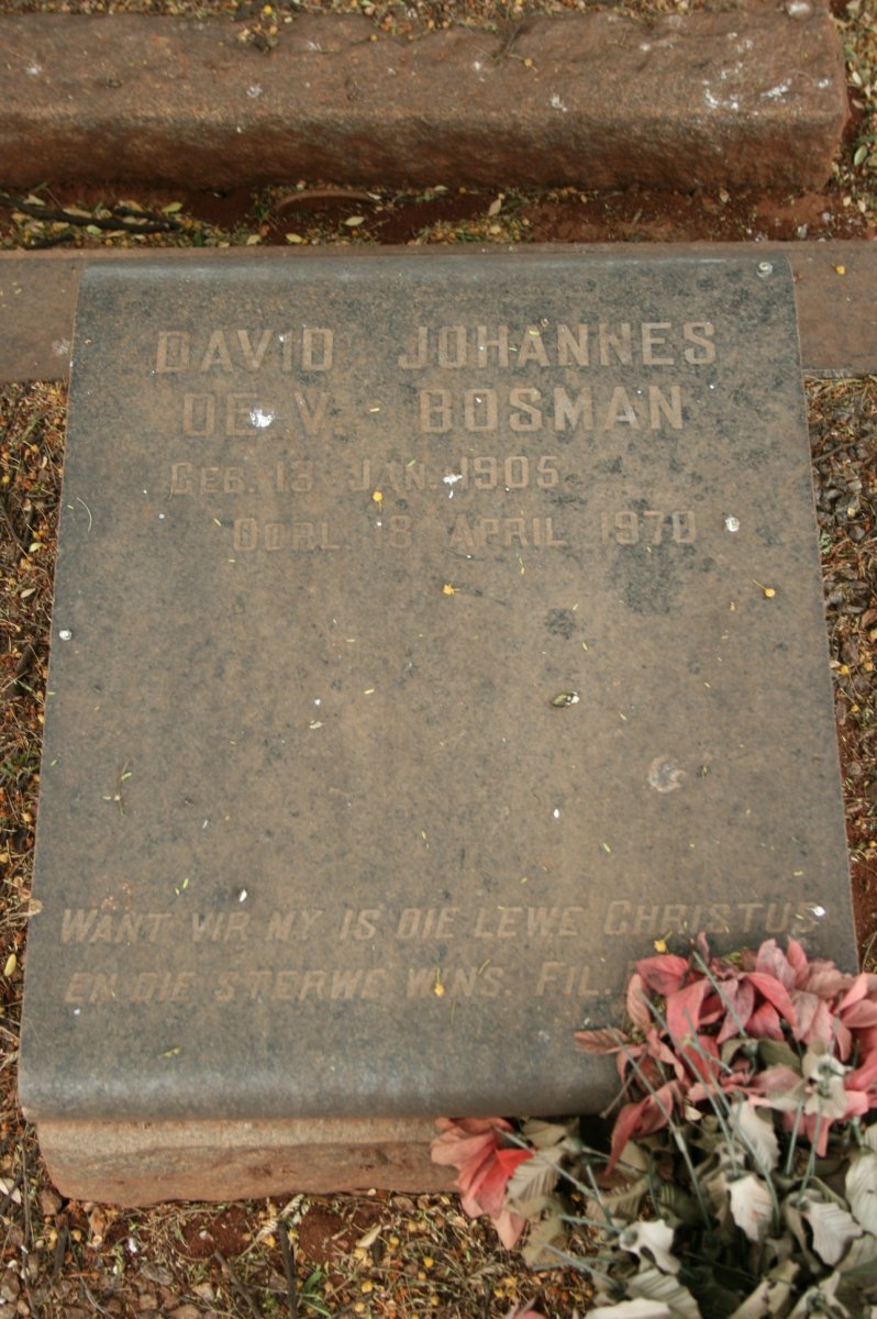 BOSMAN David Johannes De V. 1905-1970