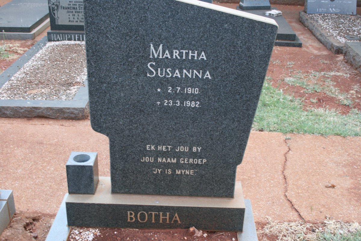 BOTHA Martha Susanna 1910-1982