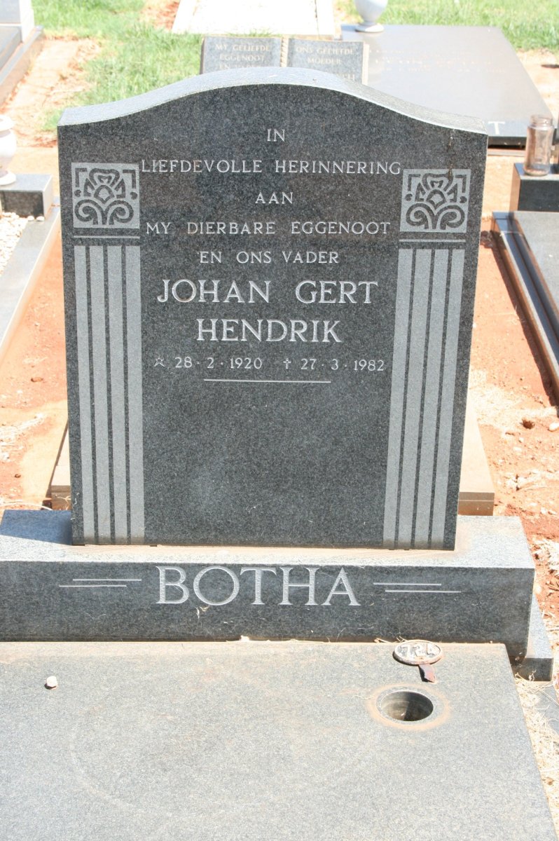 BOTHA Johan Gert Hendrik 1920-1982
